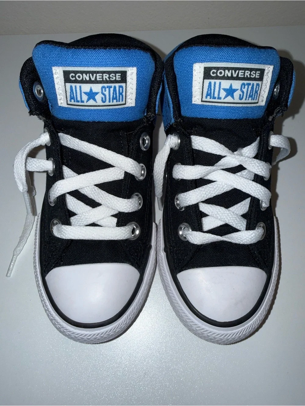 Converse Black Canvas Low-Top Sneakers with Blue Trim